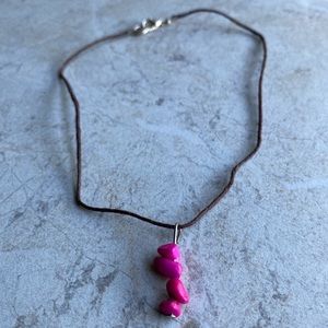 Magenta Stacked Pebble Hemp Cord Choker